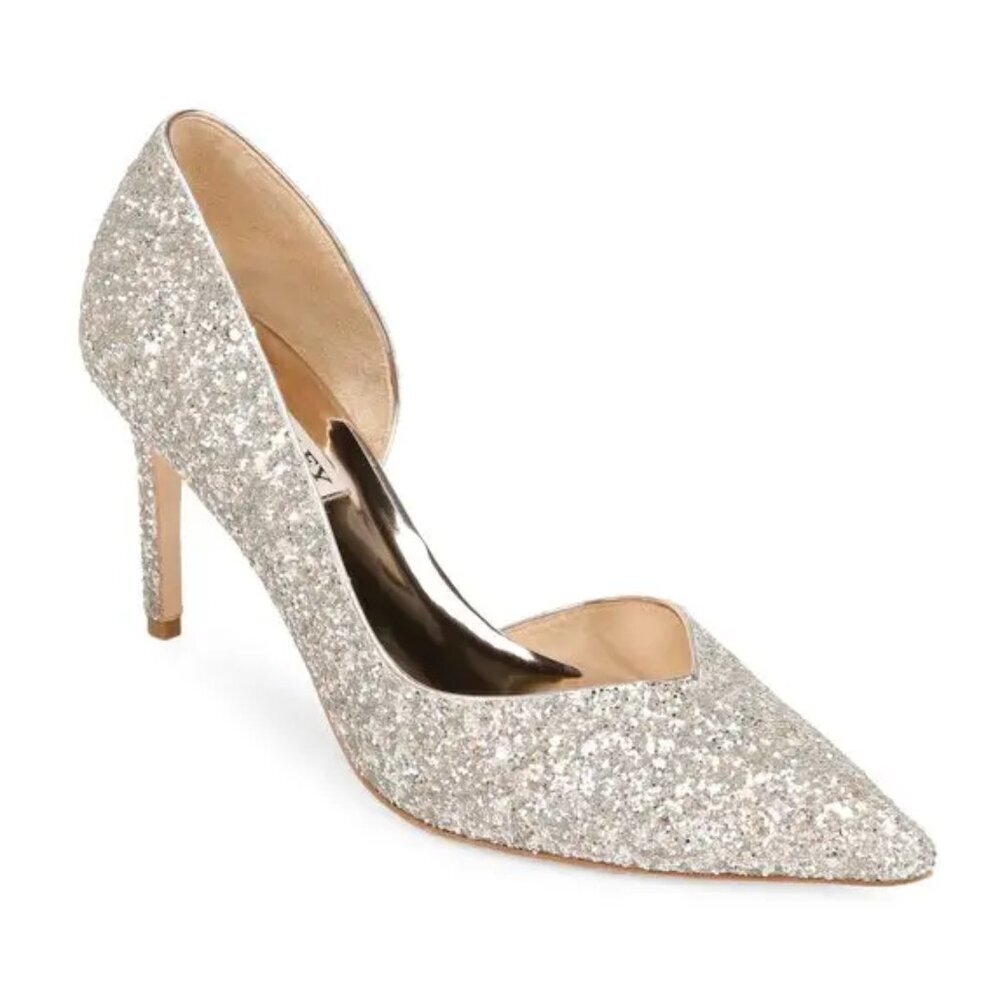 BADGLEY MISCHKA Collection Daisy Sparkly D’Orsay Pumps in Champagne US 11